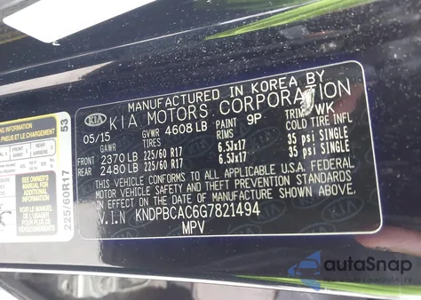 2016 Kia Sportage Lx from USA, damaged, VIN KNDPBCAC6G7821494